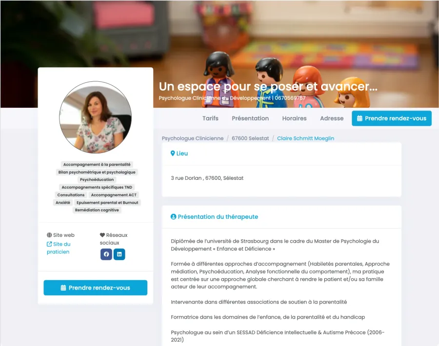 Page de prise de rendez-vous — Cabinet de psychologie