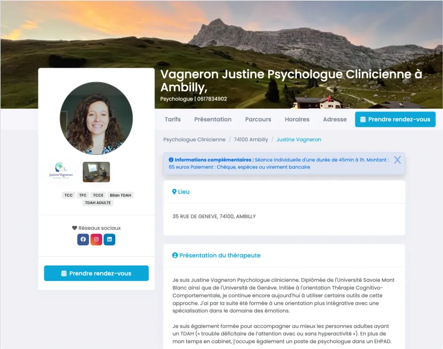 Justine Vagneron, psychologue clinicienne — page MaGestionPsy