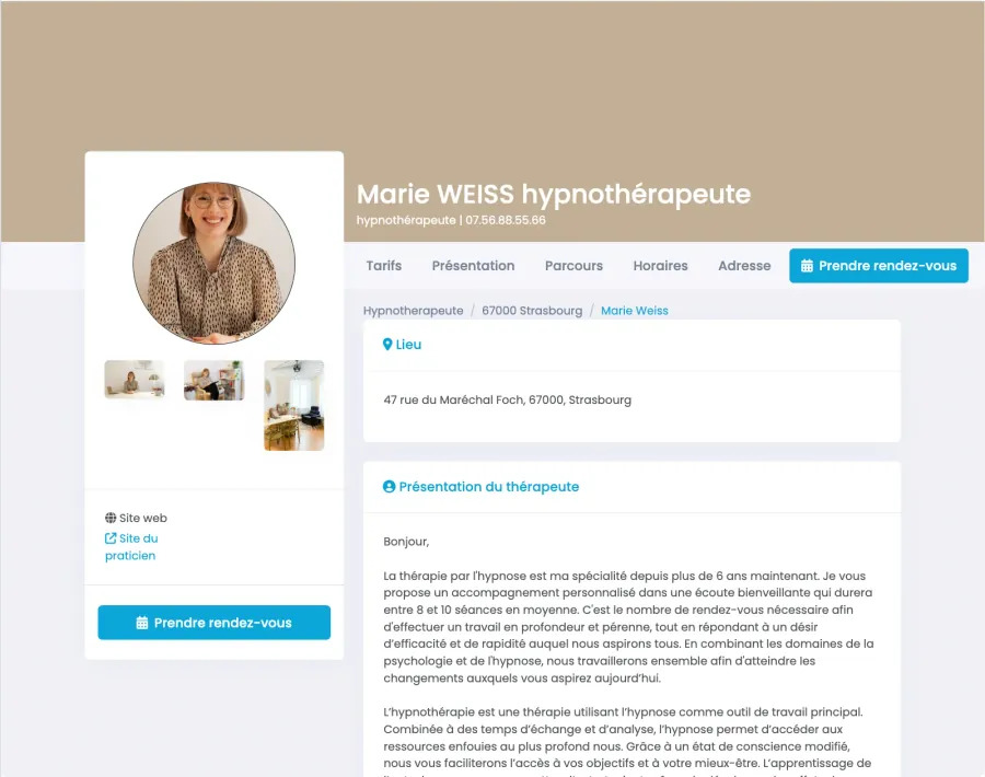 Marie Weiss, hypnothérapeute — page MaGestionPsy