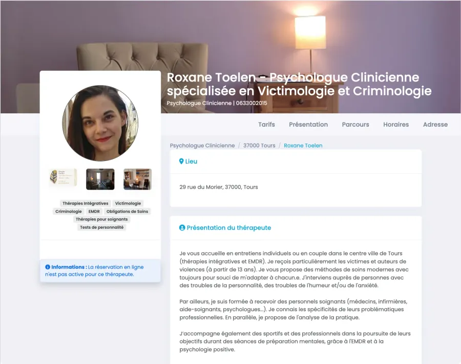 Page de prise de rendez-vous — Victimologie et criminologie