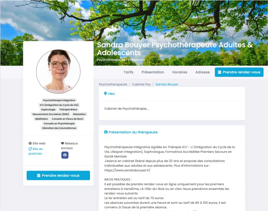 Sandra Bouyer, psychothérapeute — page MaGestionPsy