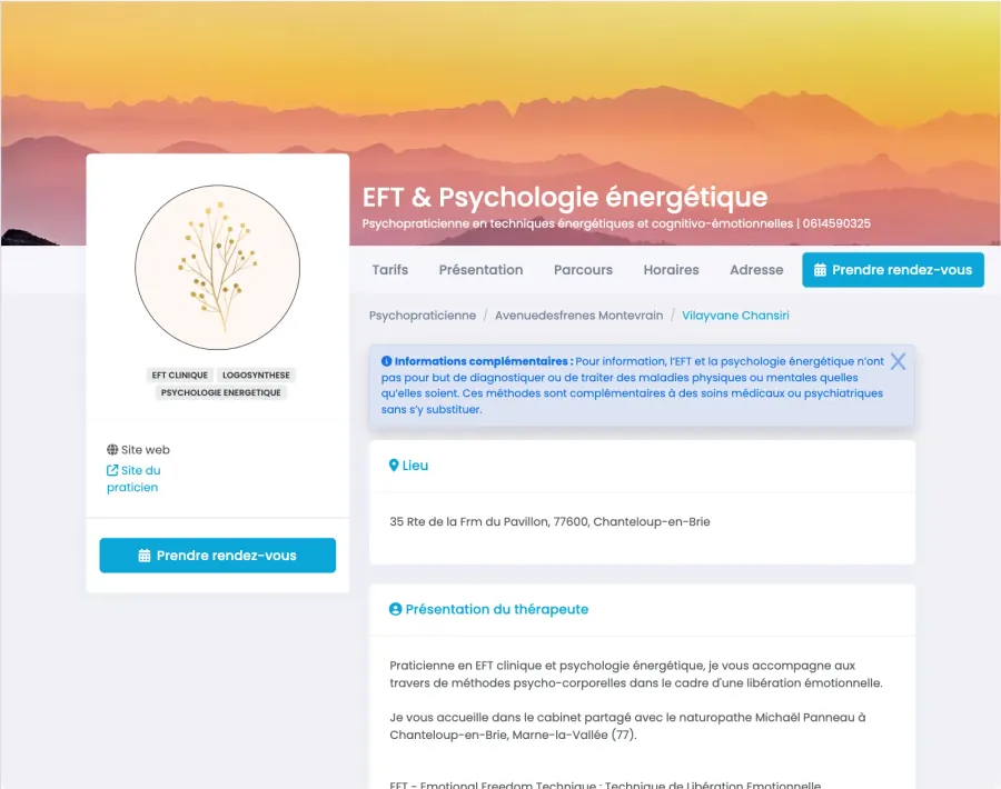 Cabinet EFT & Psychologie énergétique — page MaGestionPsy